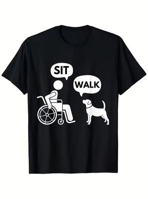 Funny Reverse Dog ComUnisexd Cotton TShirt for Adults Kids Wheelchair User Walking Dog While Sitting Humorous Imaginative Design