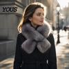 Daily Commute Cold Protection Plush Cross Scarf, Stylish Faux Fur Winter Neck Warmer, Soft Warm Wrap for Coat Double-Sided Thermal Elegant Scarf