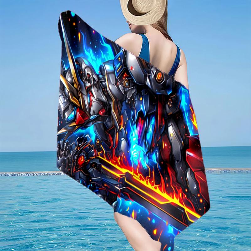 Robotic Warrior Design Beach Towel, Super Soft Microfiber, Gift for Her/Him, Birthday, for Pool, Beach, Travel, Home Decor Fan gifts