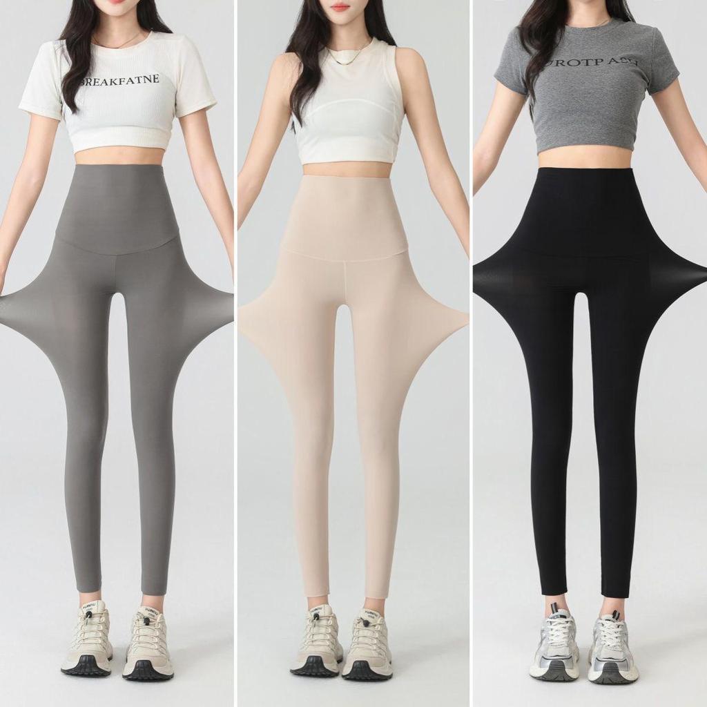 Women's Ultra-Thin Ice Silk High-Waist Cooling Yoga Pants - Nude Feel, Comfortable, Tight-Fitting Summer Outerwear