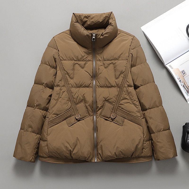 Slant strip design down jacket women's short winter new light and fashionable small stand-up collar bread jacket
