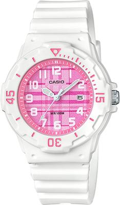 LRW-200H-4CV Analog Watch Women's Kids Cheap Casio Gloss White X Pink Check Pattern Overseas Model