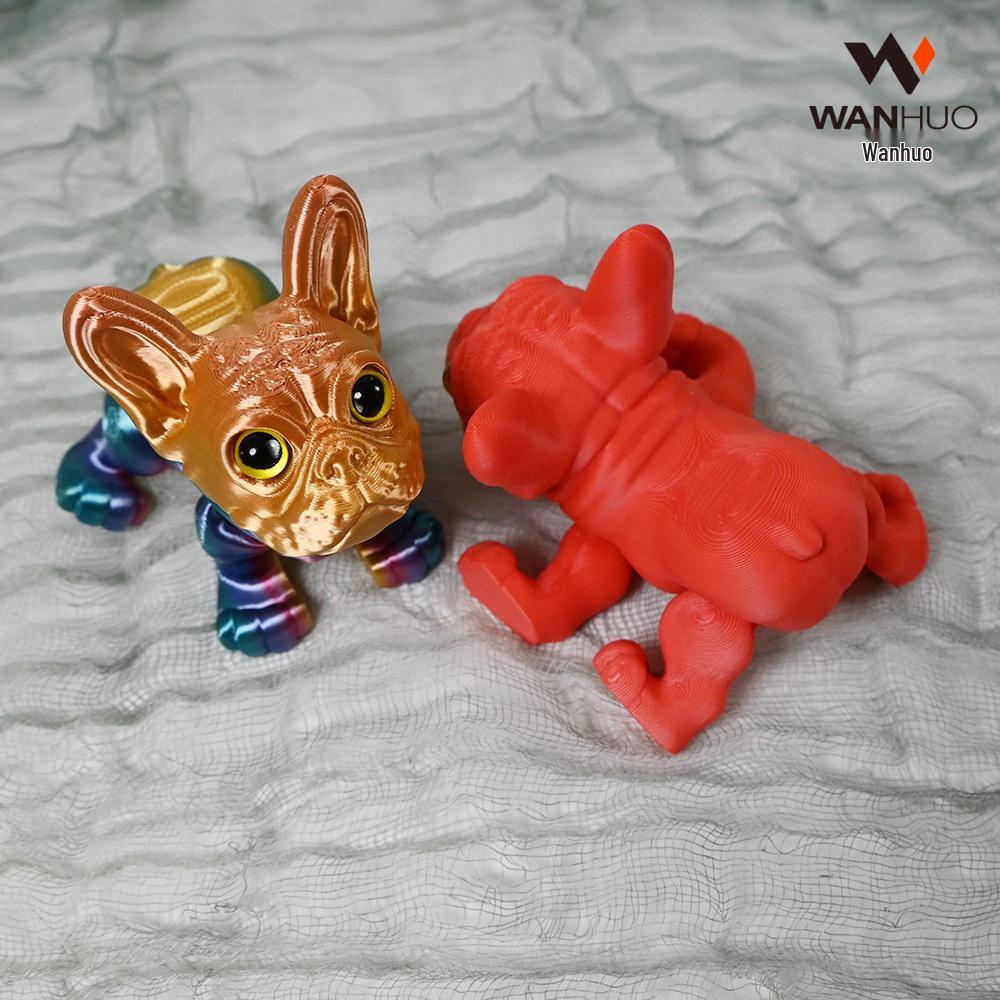 3D Printed French Bulldog Model with Movable Joints - Creative Swinging Toy for Kids