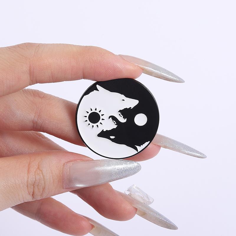 Yin-Yang Bagua Koi Enamel Pins Custom Sun and Moon Cat Brooches Lapel Badges Clothes Animal Jewelry Gift for Kids Friends