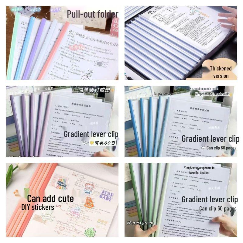 

Thickened A4 Lever Arch Ring Binder Folder with Pull Rod for Office Waterdrop Folder, Morandi Color, Transparent Rod