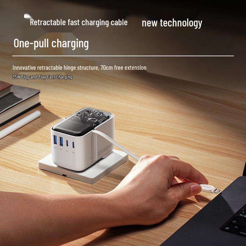 

MOMAX 35W Universal Travel Adapter with Retractable Cable - Global Charger for US, UK, EU Standards.