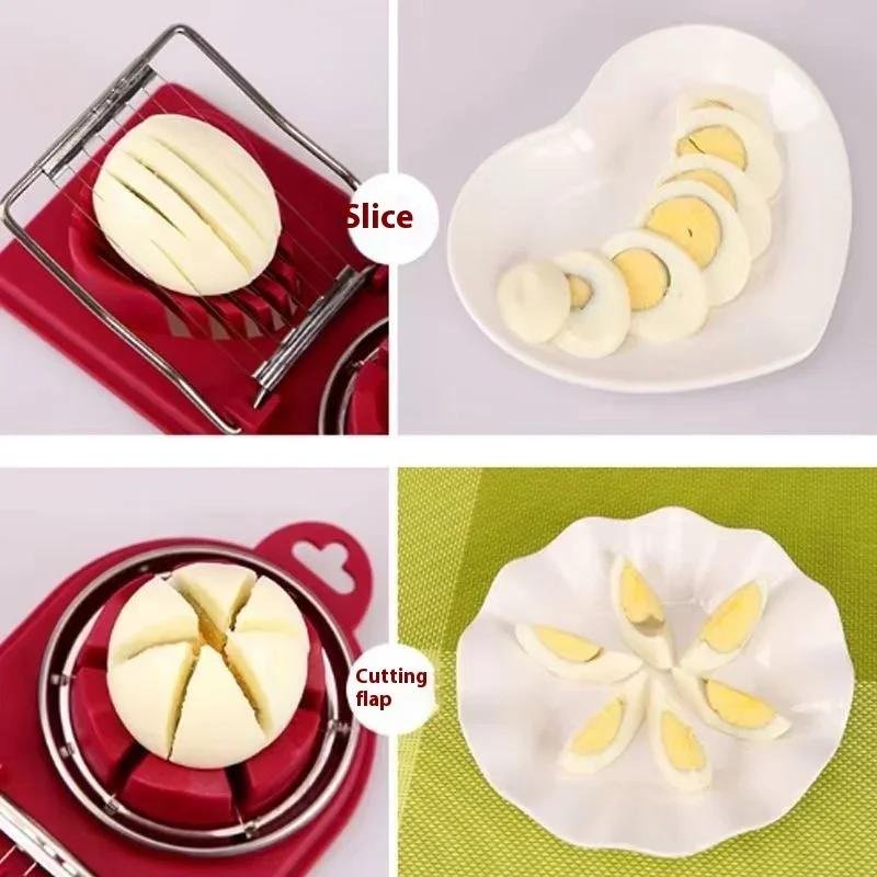 1 Stück Multifunktionaler Eierschneider Edelstahl Gemüse Obstschneider Haushalt Eierschneider Slicer Trenner Schneider Form Küchenhelfer