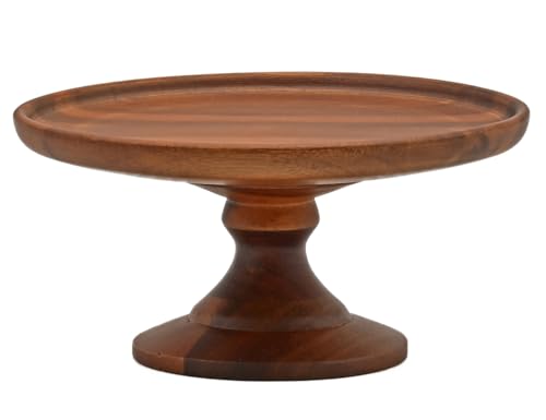 Swanson Shoji Wooden Cake Stand, Small, Acacia, 15.5cm Diameter x 7.5cm Height, Compote Dish, Brown, KS-213