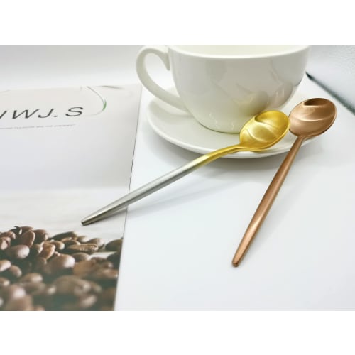 Easytoti 5-Piece Coffee and Tea Spoon Set, 13cm, Stylish and Cute Spoons, 18/8 Stainless Steel, Brushed, Available in Multiple Colors (Rose Gold)