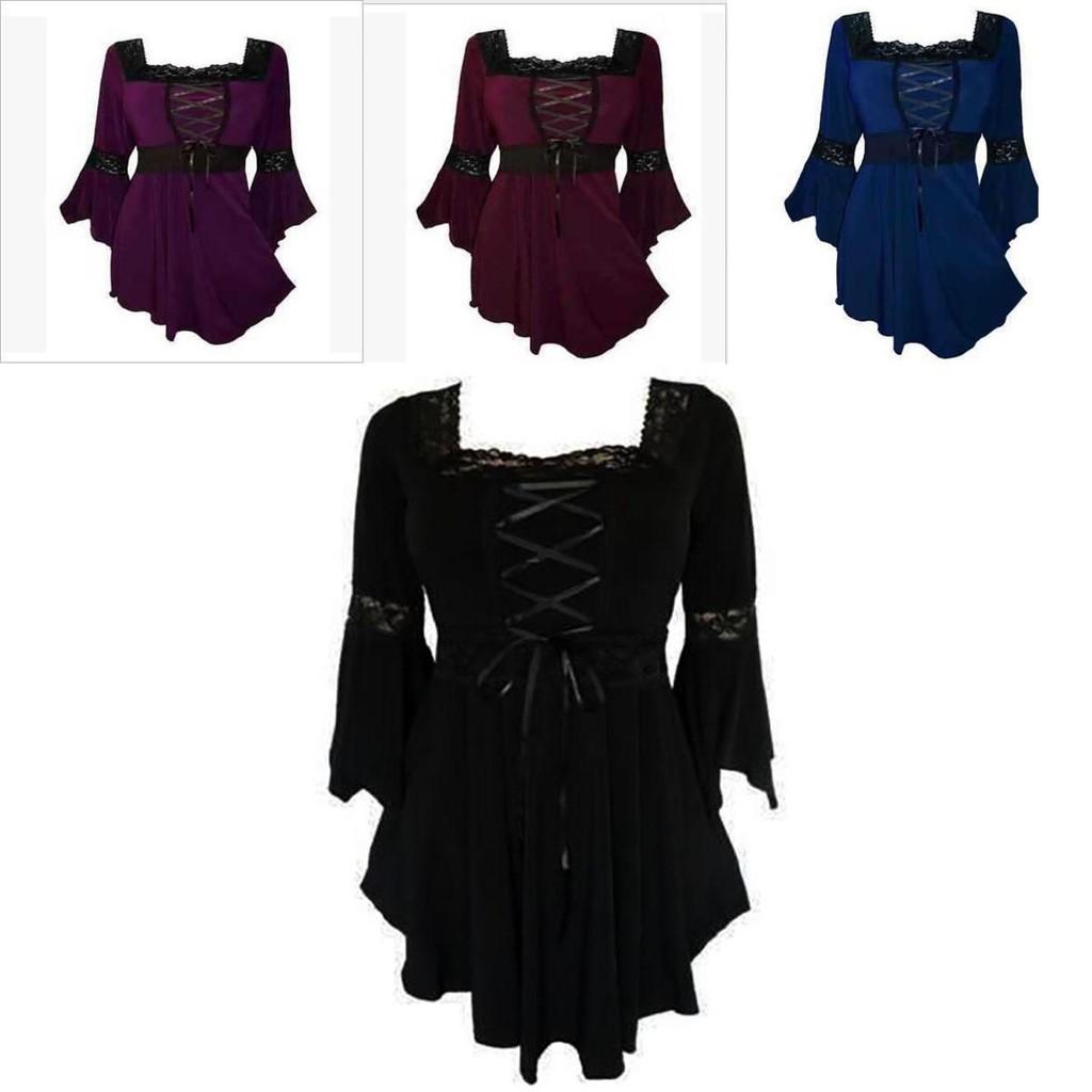 Elegant Plus Size Women Lace Up Blouse With Ruffle Details And Long Bell Sleeves