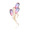 Flower Leaf Brooches Gold Pink Blue Rhinestone Wedding Bridal Bouquet Accessories Fine Copper Brooch