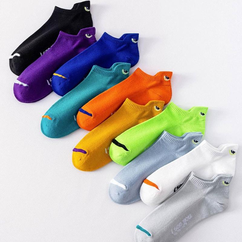 

10 пар мужских носков со смайликом, качественные дышащие хлопковые носки с низким верхом, повседневные, спортивные, износостойкие, модные, нескользящие, для улицы и сезона one-size