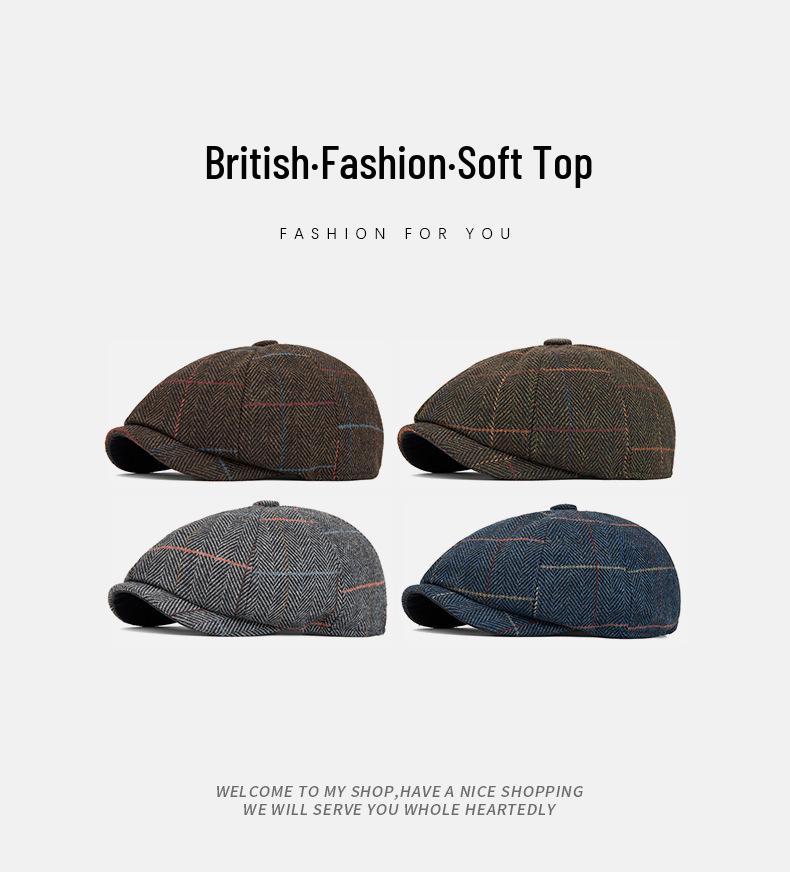 Men's Retro Octagonal Wool Felt Beret - Warm Autumn/Winter Painter-style Flat Newsboy Cap
