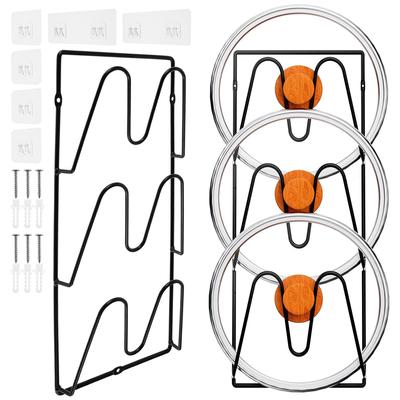 2Pcs Wall Mounted Pot Lid Rack Kitchen Pot Cover Hanging Organizer Holder Multifunctional Dish Tray Chopping Board Storage