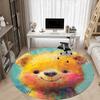 1PC Bear Art Office Round Area Rug, Indoor Mat Suitable ForOffice, Under Office Chairs Bedroom Living Room Home Decor, Room Deco, D022