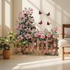 Romantic Rose Wall Decals, Rose Vine Fence Floral Stickers Wall Art Murals, Peel And Stick Self-Adhesive Stickers For Girls Bed