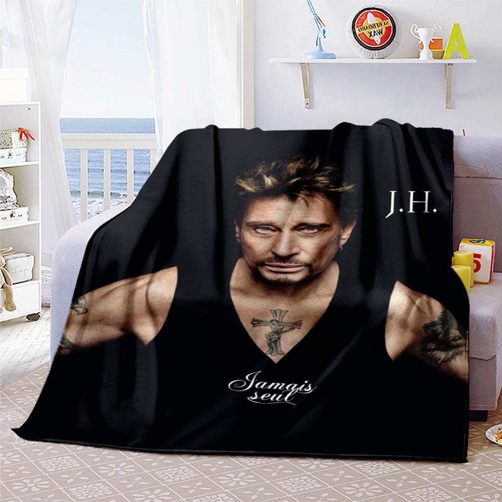 French legendary rock singer and actor Johnny Hallyday blanket soft home furnishing nap decoration four seasons warm Sherpa blanket U6