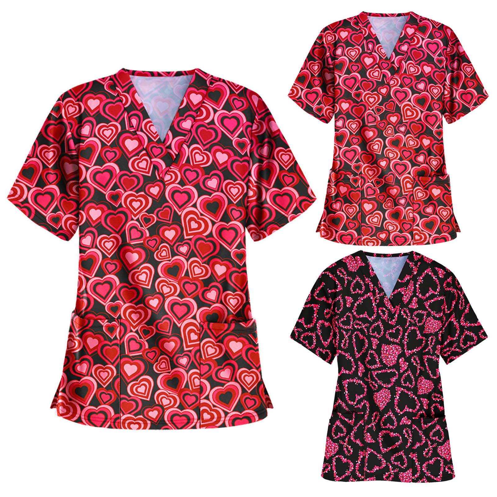 

Женские топы с короткими рукавами и v-образным вырезом на День святого Валентина, рабочая блузка