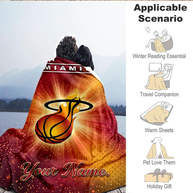 Custom Name Blanket Miami Team Spirit Blanket Bedding Blanket for Travel, Camping, Living Rooms, Offices, Sofas, Fan Christmas gift