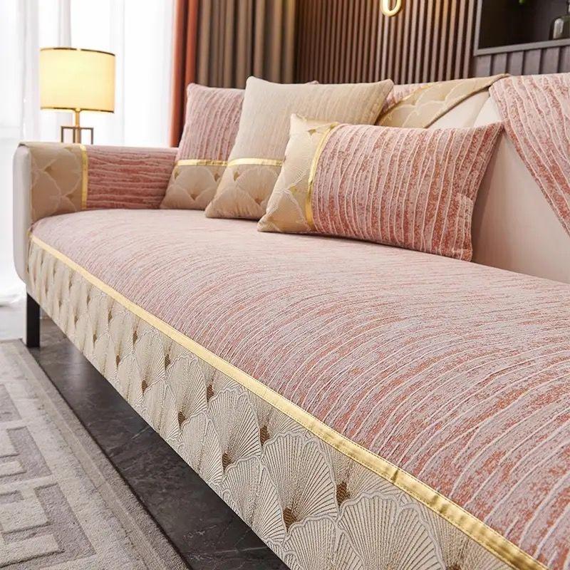 1pc Chenille Sofa Cover, European Luxury Style Sofa Slipcover, Sofa Cushion Protective Cover, Suitable for Bedroom, Office, Living Room, Home Decor