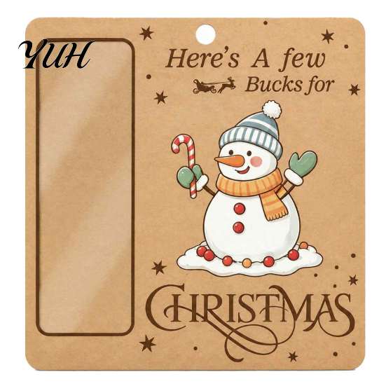 Christmas Tree Money Hanging Decor Wooden Holder, Vintage Cash Gift Holder Ornaments Decorative Envelope for with Santa/Snowman/Tree Pattern