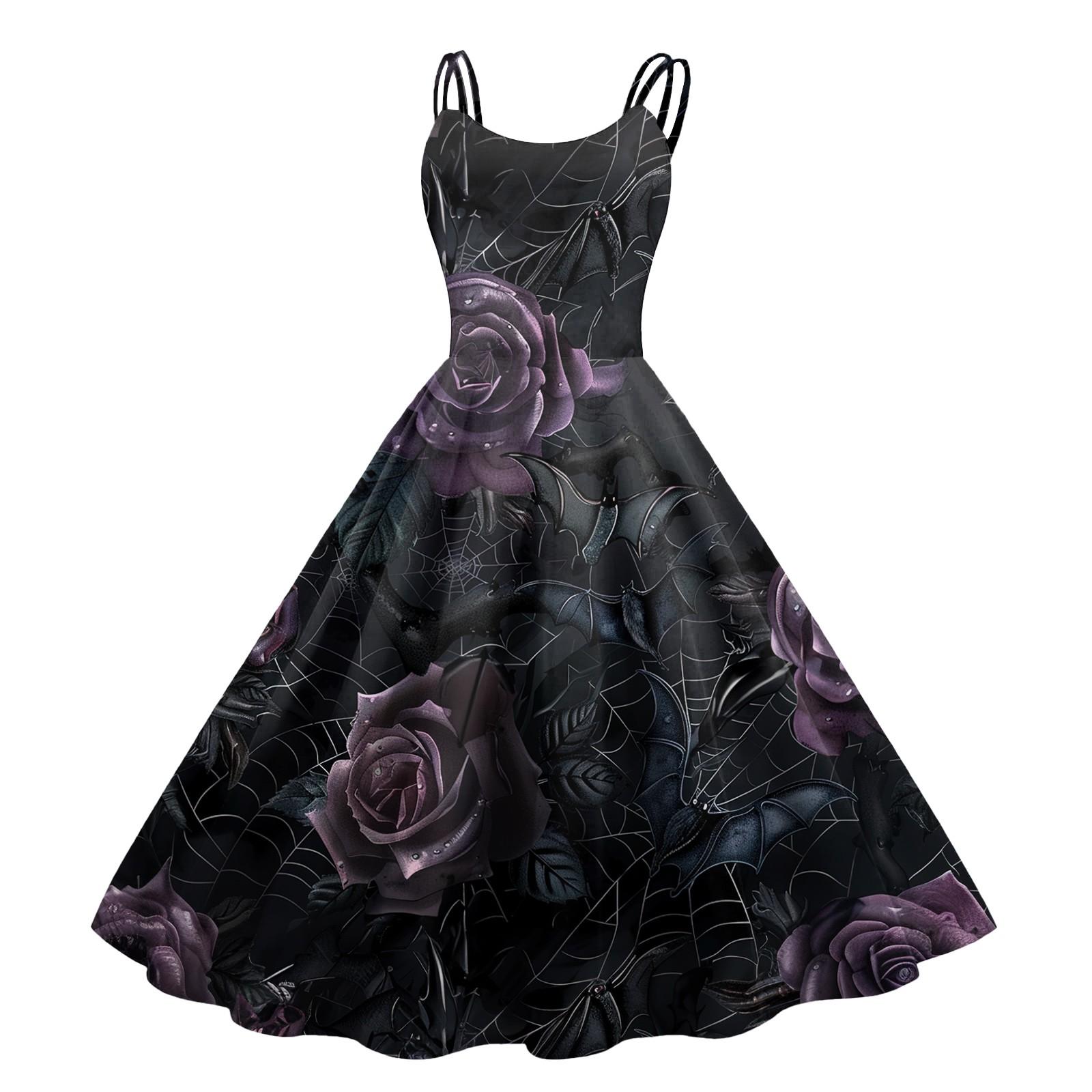 

Женское сексуальное платье с принтом на Хэллоуин, с открытыми плечами, в стиле панк, винтаж L тёмно-синий