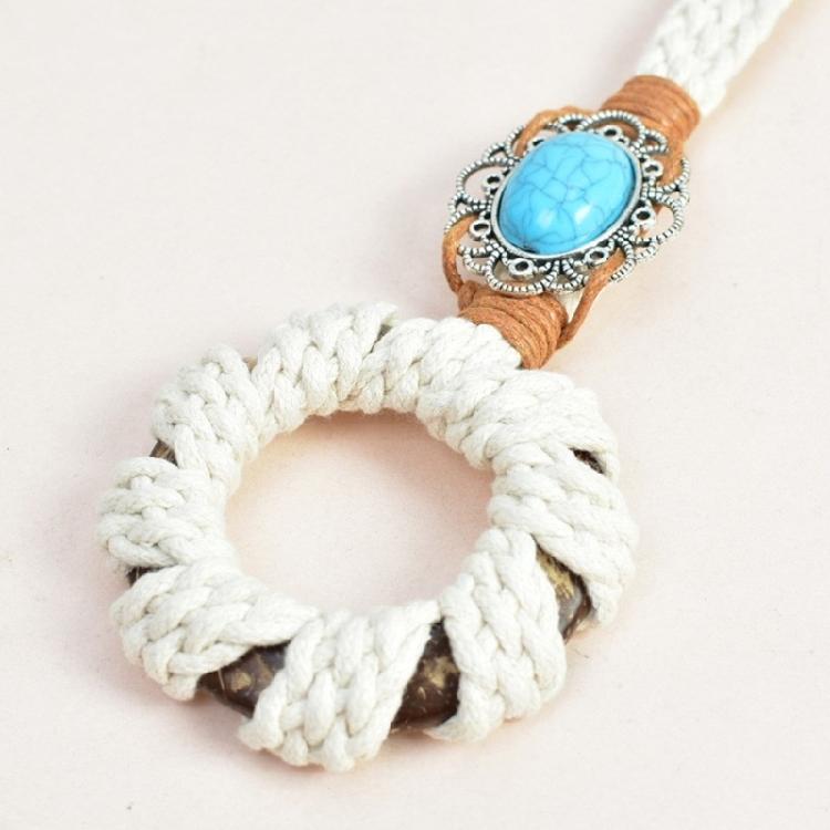 Braided Women Waist Belt Wide Bohemian Handmade Belts Beads Decors Waist Belt