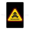 Attention Caution Biohazard Smeared Metal Sign Wall Mural Cave Printing Cinema Rusty Tin Sign Poster