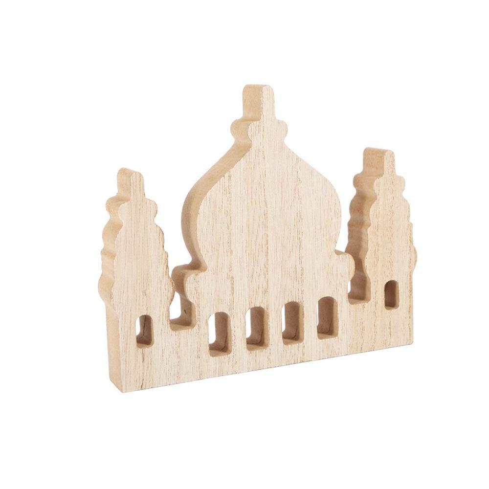 Wodden Ramadan Wooden Ornament Handmade Eid Party Props Simple Eid Mubarak Ornament  Scene Props