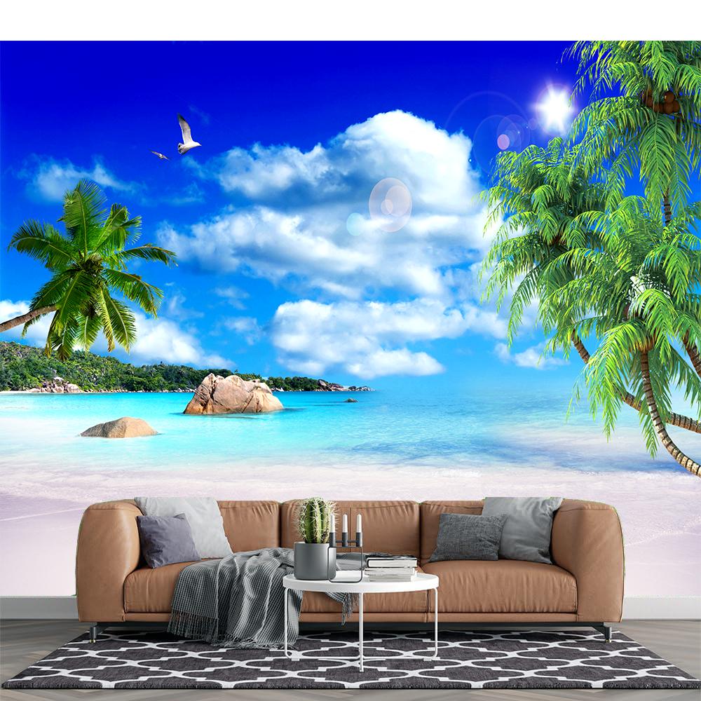 Blue Sky Beach Wallpaper Seascape 3d Beach Scene Wall Murals Living Room Bedroom Sofa Background Home Decor