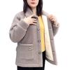 Women's Medium Long Lambswool Coat with Fur, Plus Velvet, for Autumn and Winter