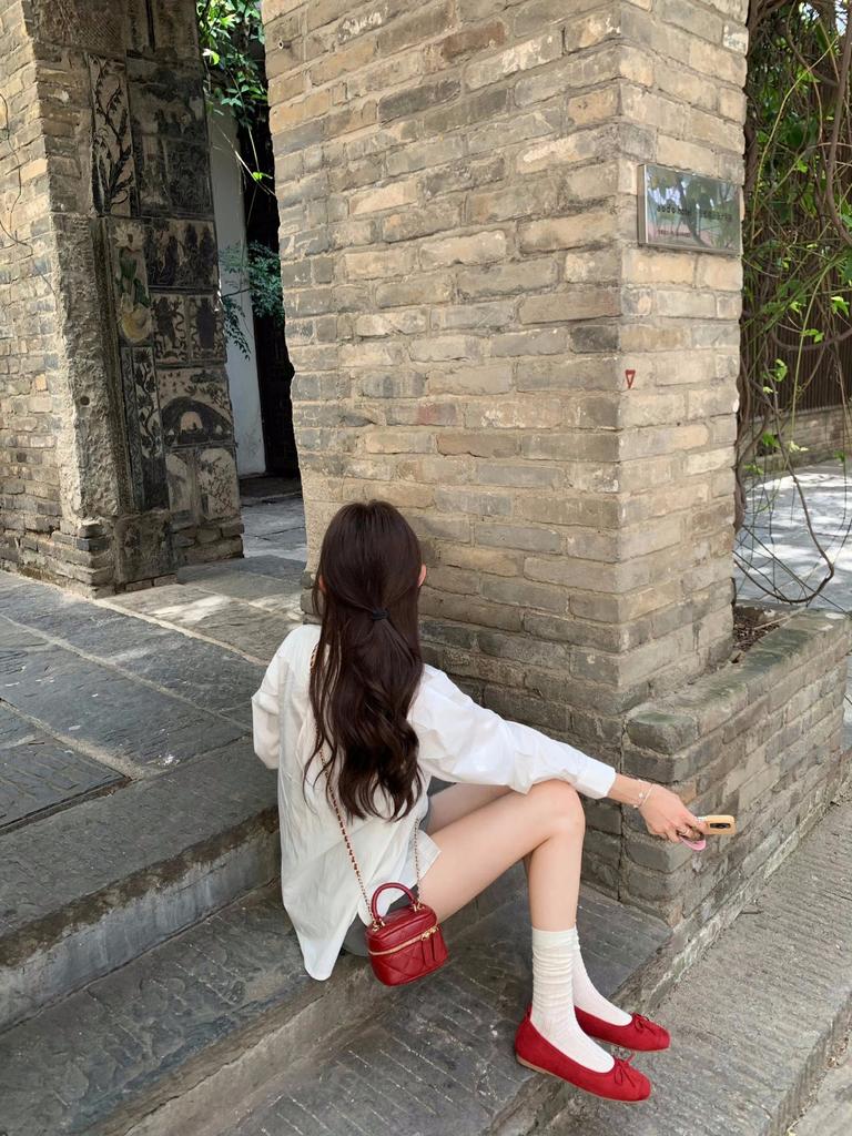 Fashion Butterfly knot leather soft soled ballet shoes for women's singles, ballet style flat shoes for women's shoes