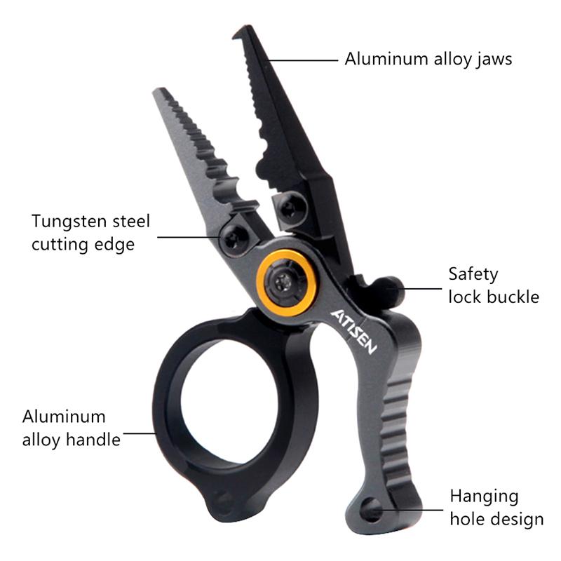 Fishing Activities Aluminum Alloy Fishing Split Ring Pliers Fishing Multitool Shear Protable Lightweight Rust-Proof Hook Remover