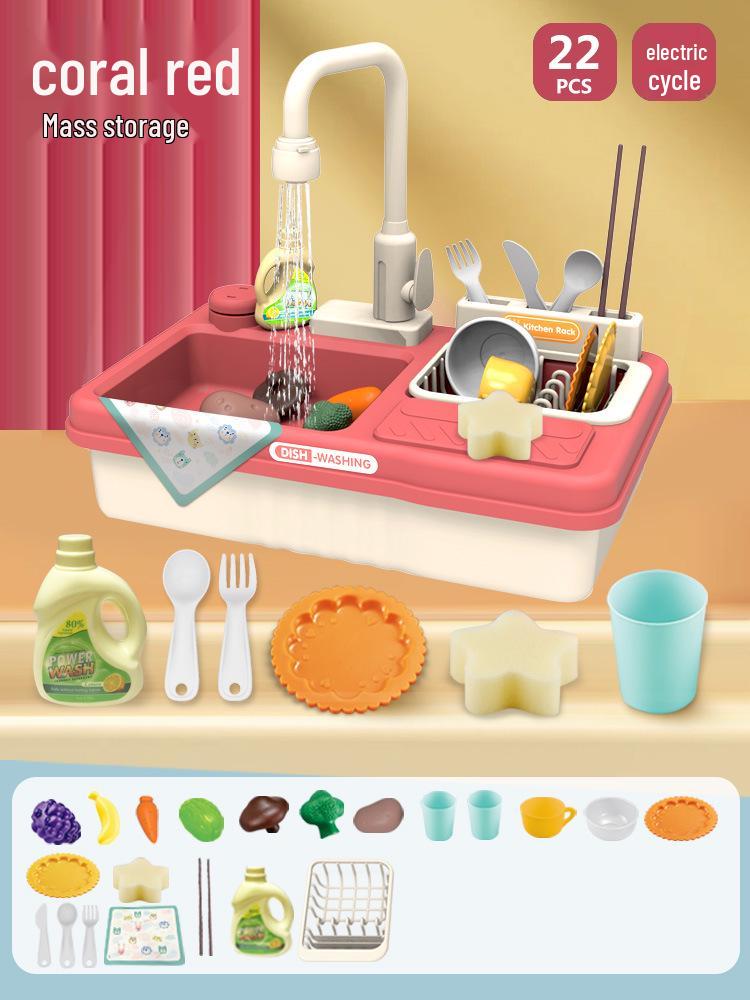 Electric Water Circulation Toy Set: Kids Dishwasher & Veggie Wash Basin for Girls