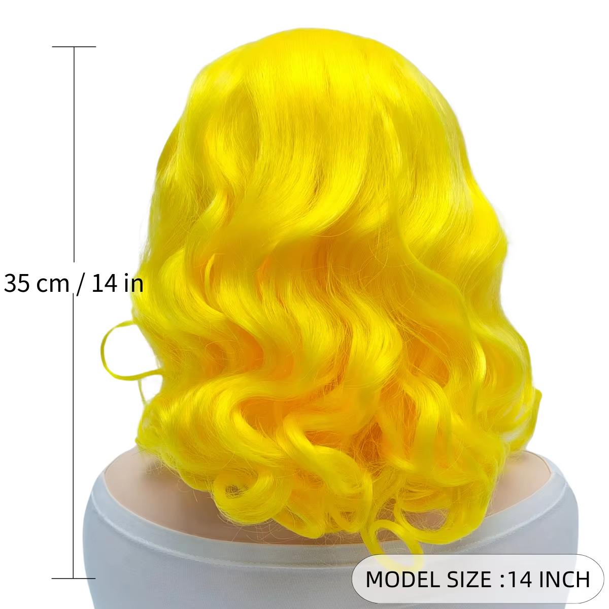 

High Quality Yellow U-Shaped Bangs Synthetic Wig Curly Anime Little Mermaid Wig for Reality Show Cosplay жовтий