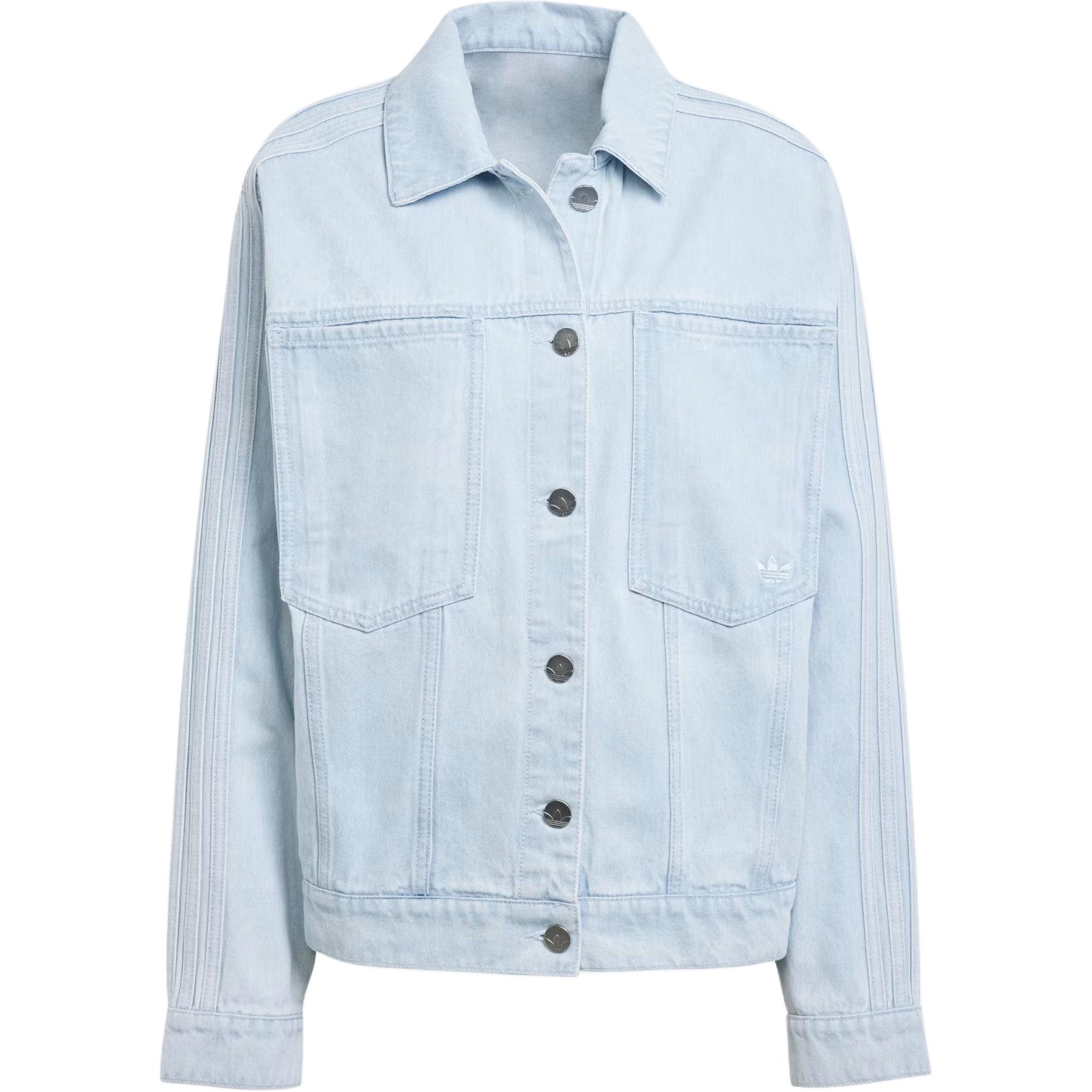

Adidas Originals Solid Color Single-Breasted Loose Long Sleeve Denim Jacket Women jackets Blue JD4753 M