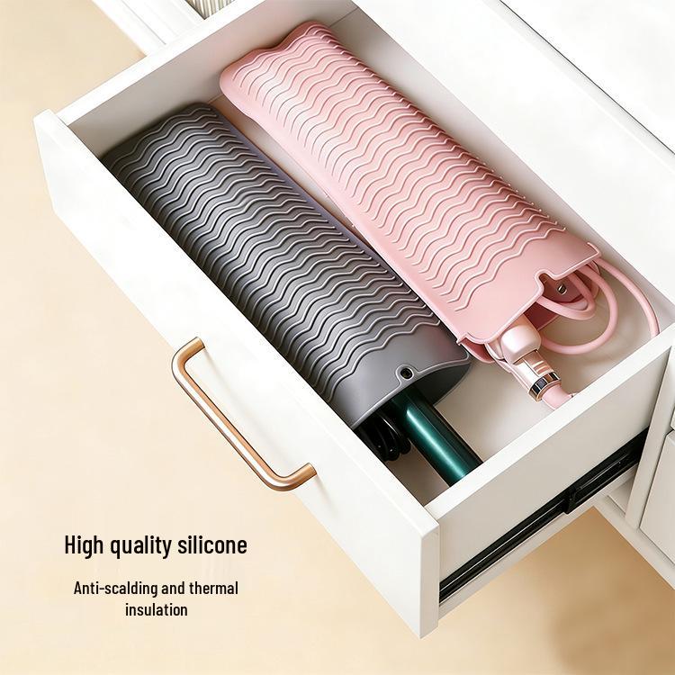 Silikon Hitzebeständige Lockenstababdeckung und Verbrühschutzmatte - Tragbare Hängende Reiseaufbewahrungstasche