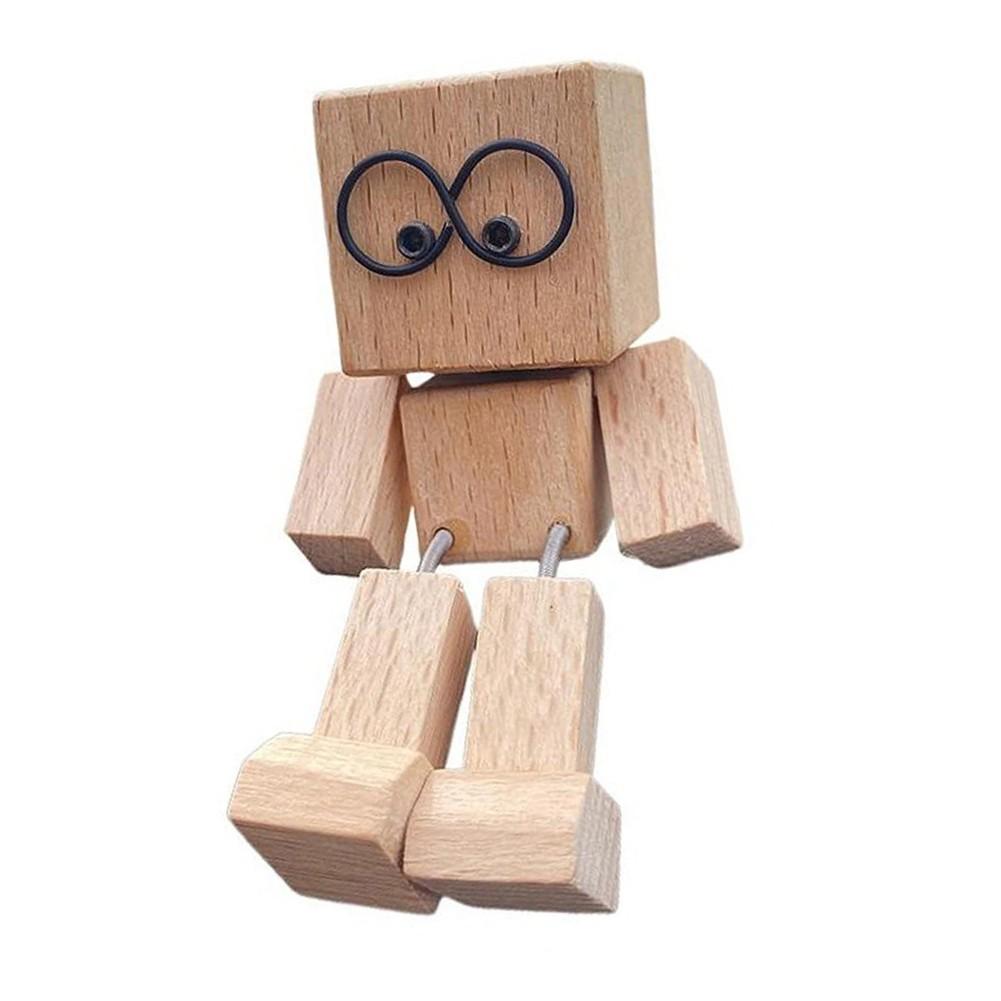 Handmade Wooden Man Figurine with Gentle Shaking Motion for Car and Desk