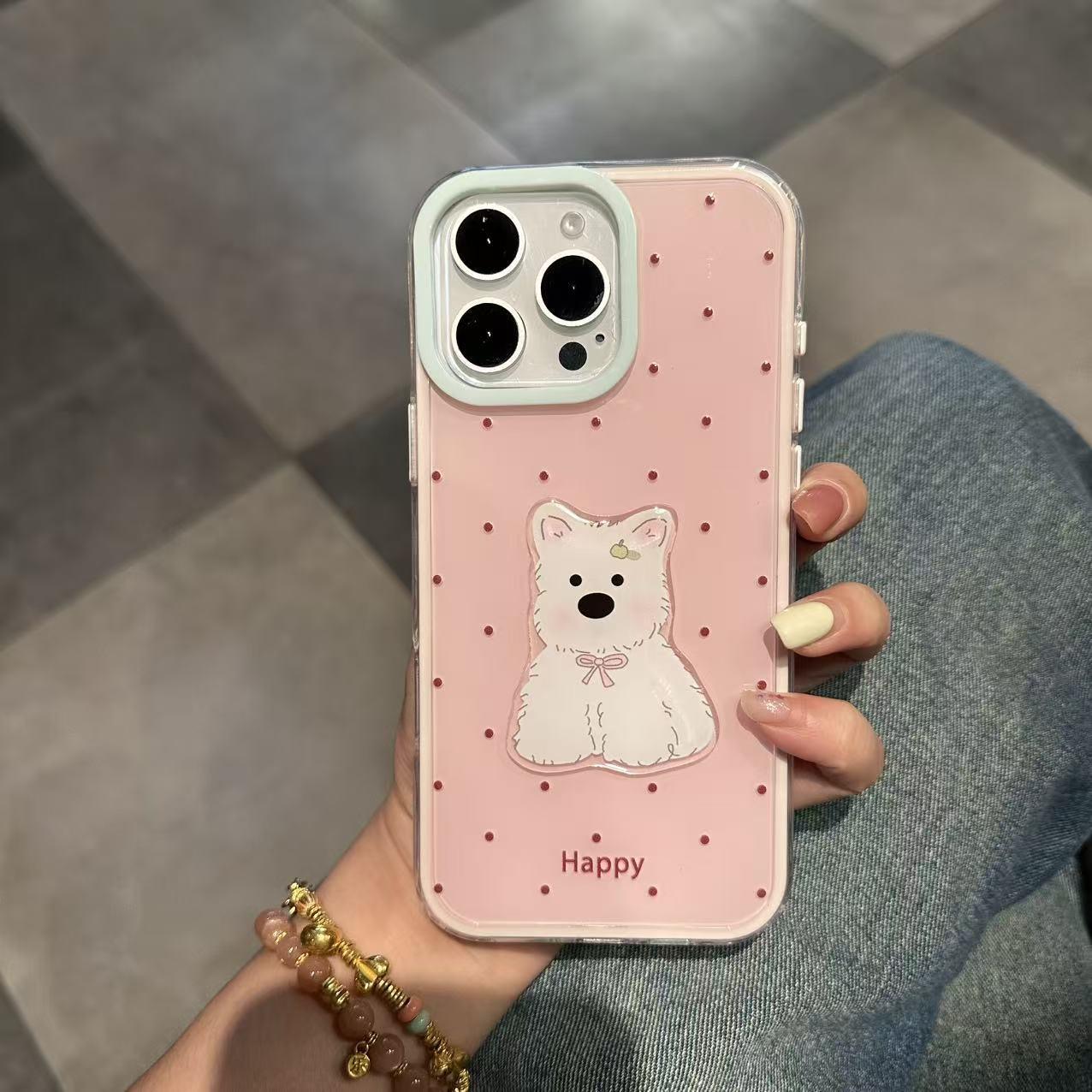 

iPhone 17 Pro Max & Huawei Mate 70 Case: Cute Puppy Cartoon Polka Dot Color-Changing Design iPhone 13 Pro
