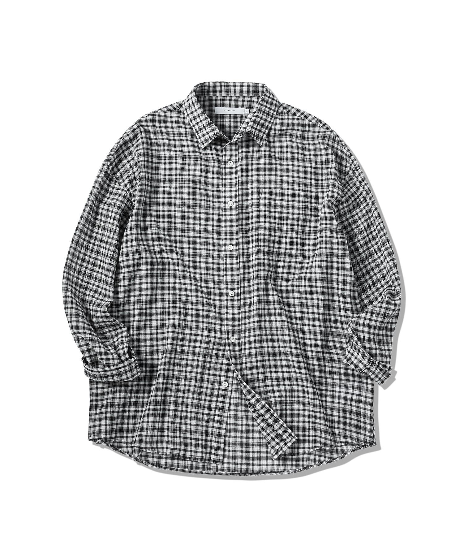 Фирменная легкая рубашка в клетку [Черная] Black/M