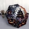 1pc Halloween Haunted Castle Auto Folding Umbrella, Sturdy And Durable Automatic Folding Umbrella with 8 Ribs, Convenient for Outdoor Use139
