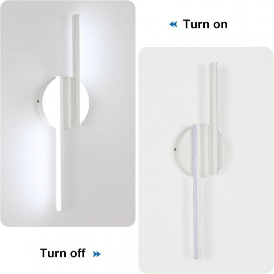 DELIPOP Modern LED Wall Sconce, 6500K Cool White Indoor Led Wall Light, 12W Bathroom Vanity All Lamp Over Mirror for Living Room Hallway Bedroom