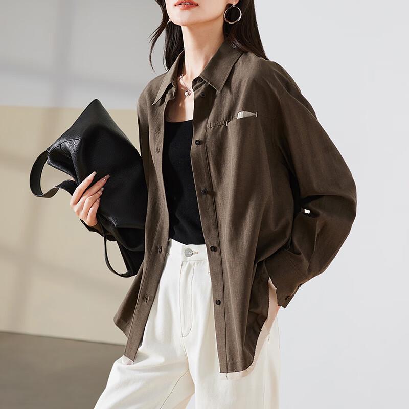 SOFSIL Women s Loose Fit Lapel Long Sleeve Shirt M