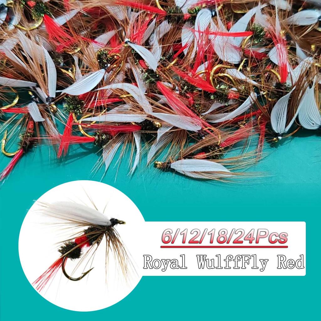 6/12/18/24Pcs Royal WulffFly Red Bait Fishing for Trout Flies Bait Lure