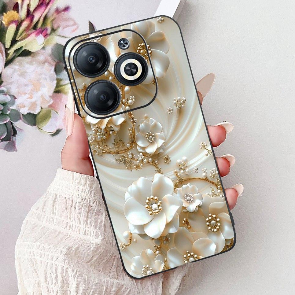 Cover For Infinix Smart 8 X6525 Back Casing Smart8 Colorful Butterfly Flower Luxury Painting Phone Case Transparent Soft TPU
