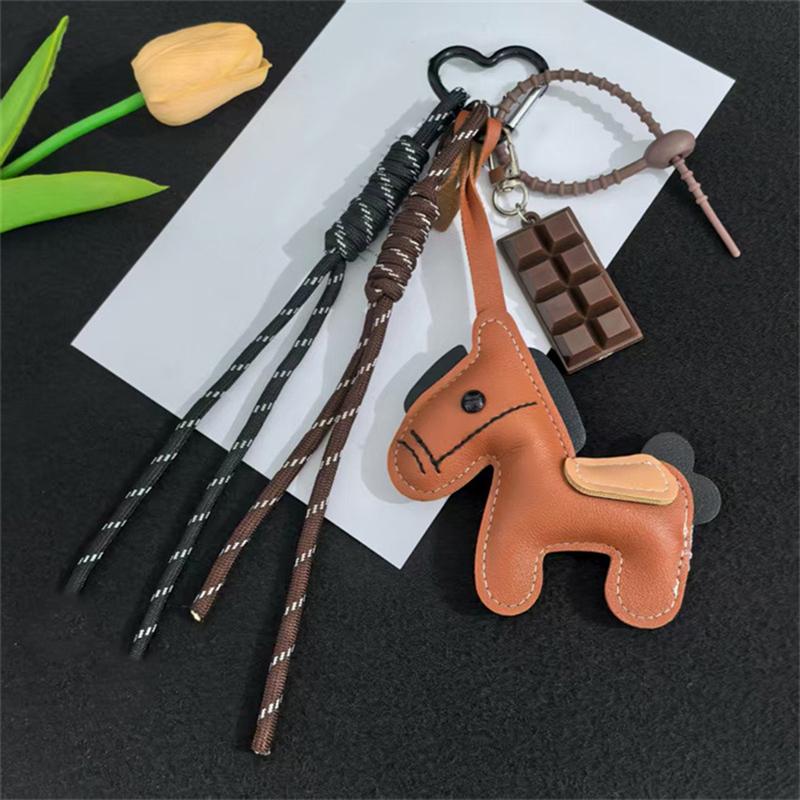Bag Charm Fashion Series Leather Movable Limbs Coffee Bear Pendant Cute Alloy Bear Bag Braided Charm Lanyard Gift