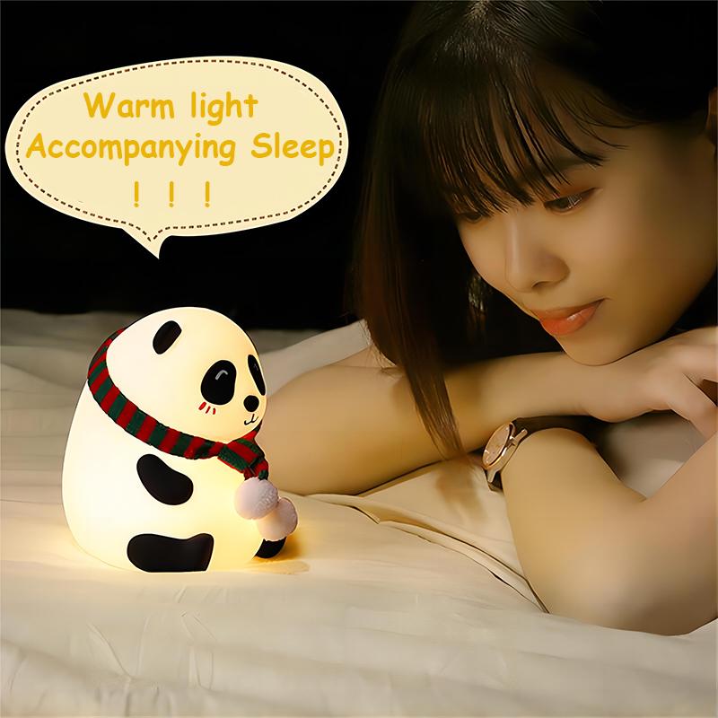 Mini Panda Night Lights Silicone Timing Rechargeable Lamp Cartoon Creative Bedroom Light Decor Bedside Lamp For Kids Cute Gift