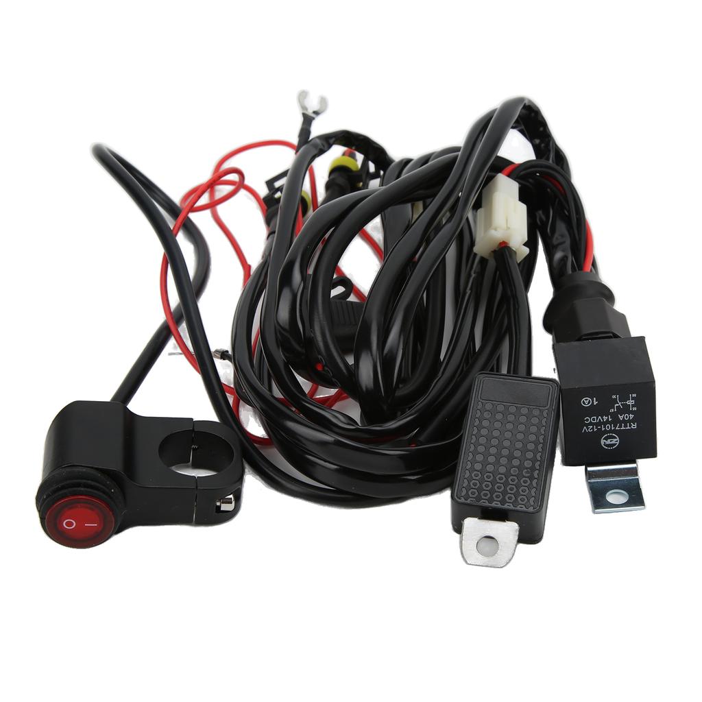 Cablaggio per Interruttore Luci LED da 13ft 14AWG 1‑a‑2 con Relè e Fusibile da 40A per Moto SUV ATV UTV