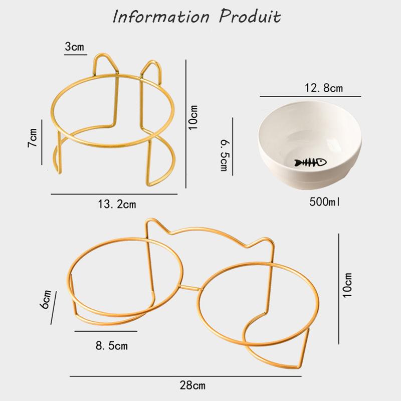 Bol Ceramic pentru Animale de Companie 500ML Bol Ceramic pentru Pisoi Cățeluș Hrănitor cu Apă Vas pentru Hrana Pisicilor Distribuitor cu Suport Înălțat Accesorii pentru Pisici