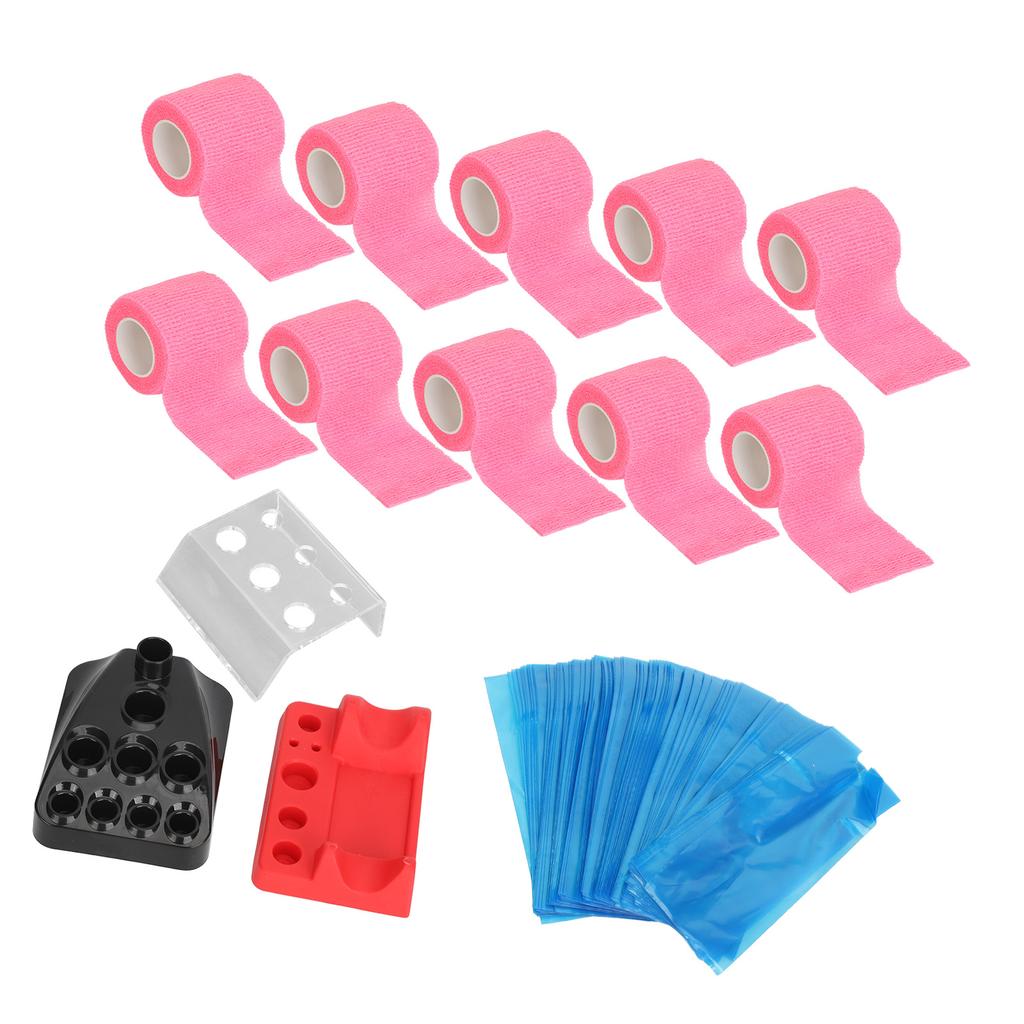 10pcs Tattoo Pen Elastic Bandage 200pcs Blue Tattoo Machine Pen Covers 3pcs Tattoo Ink Cup Holder